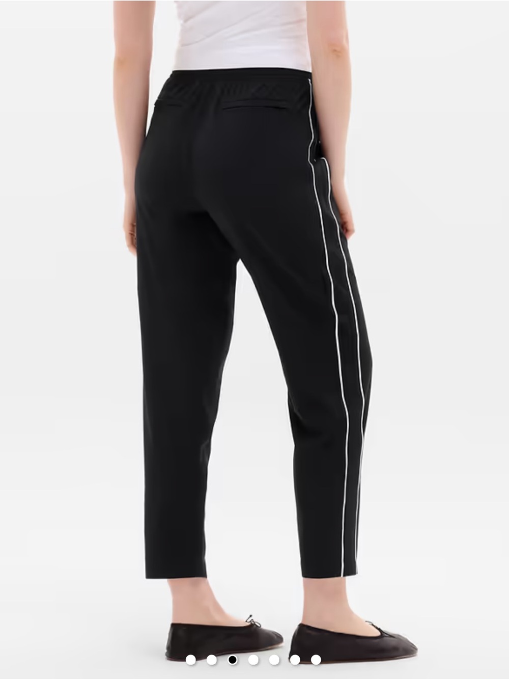 Athleta Brooklyn Piping Ankle Pant Black w/ White Piping Size 0P Petite - Picture 3 of 7